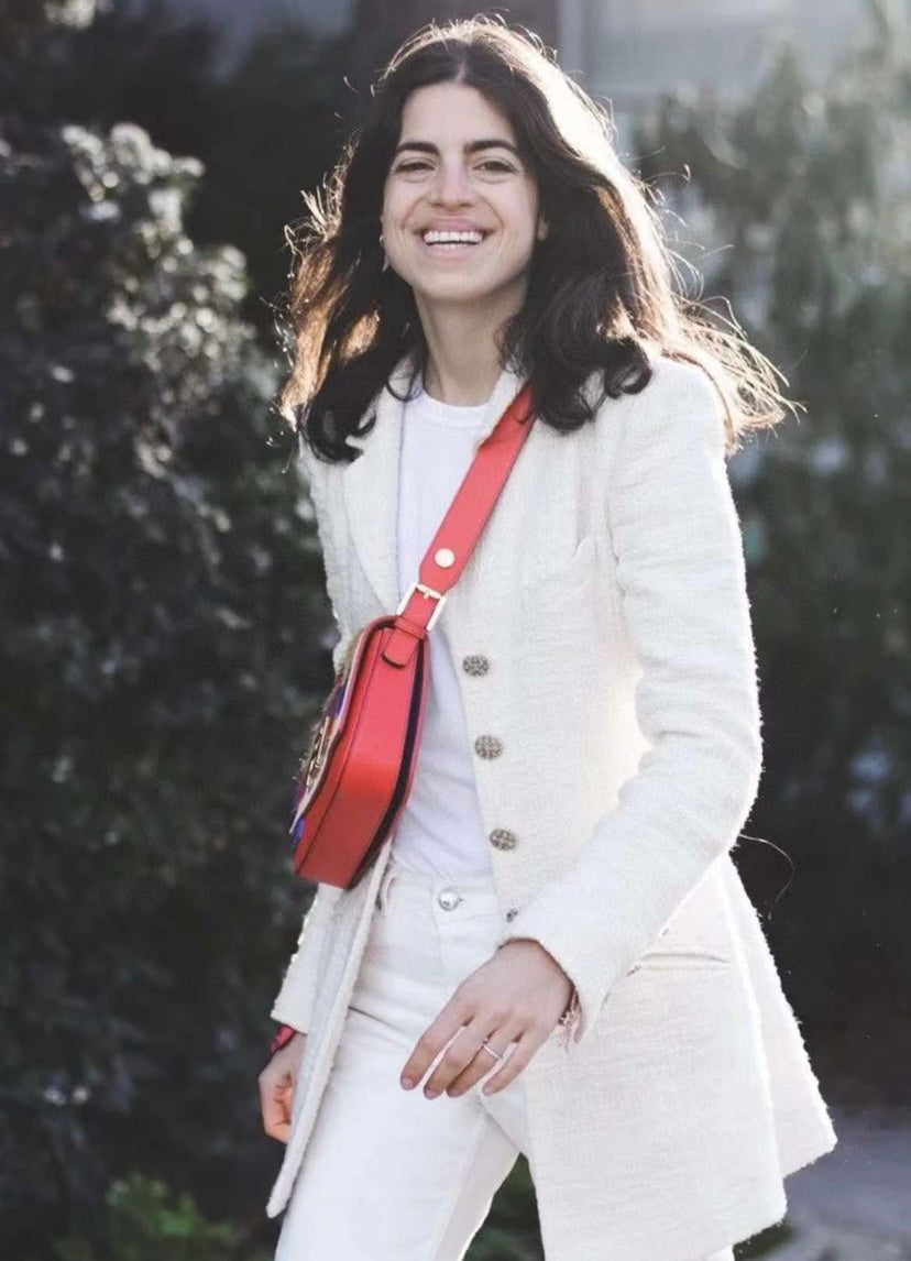 Chanel 12A Paris-Bombay Runway Ivory Ecru Cotton Tweed Blazer Long Jacket FR 38