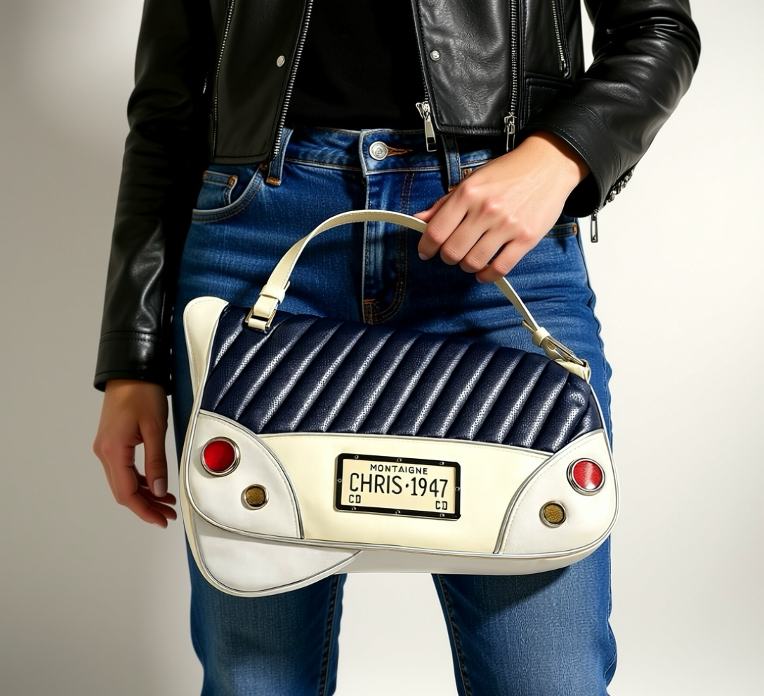 Ultra Rare Dior 2001 SS Cadillac Montaigne Saddle Bag Black White Red