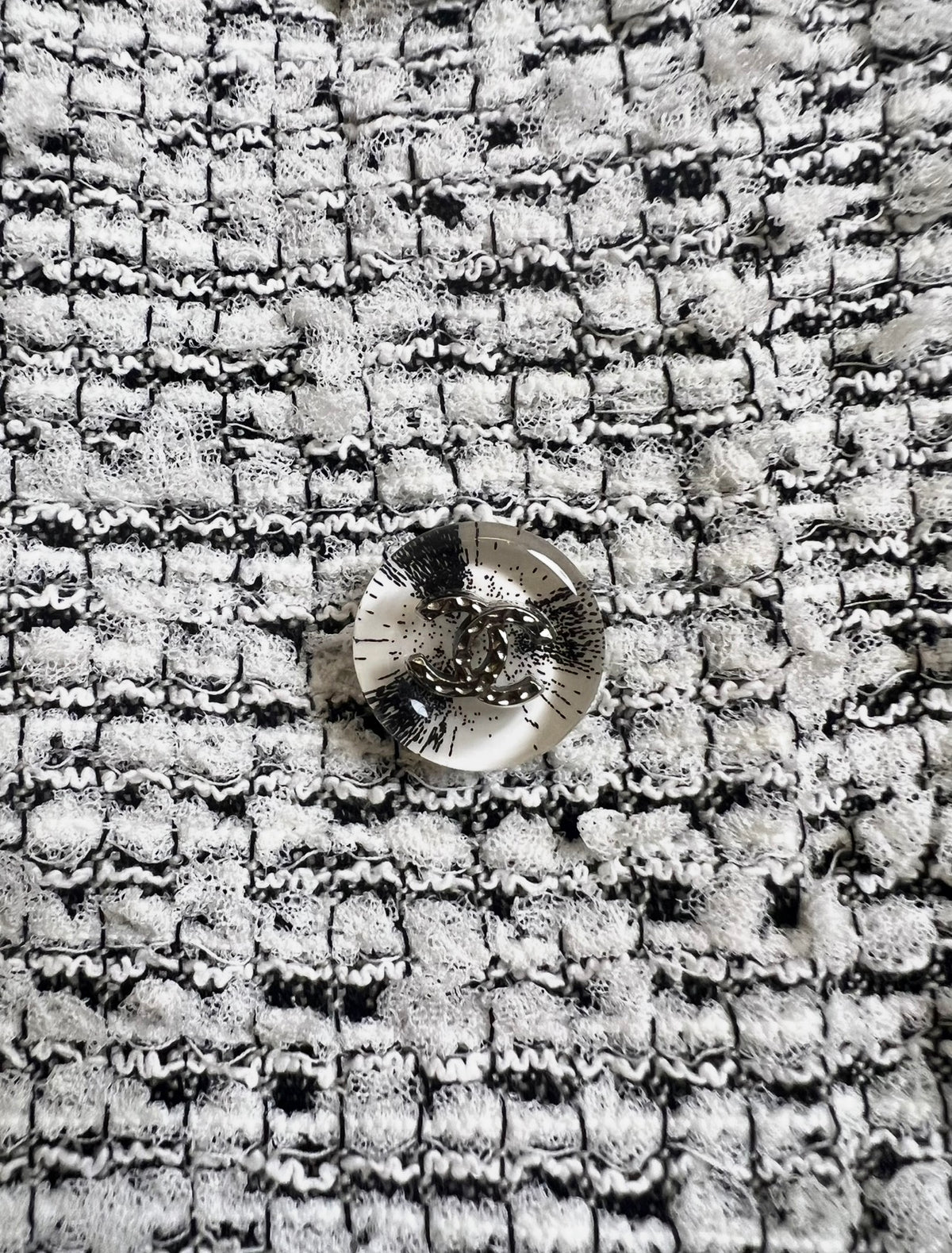 Chanel 11P Runway White Black Tweed  Double Breasted Jacket FR 38