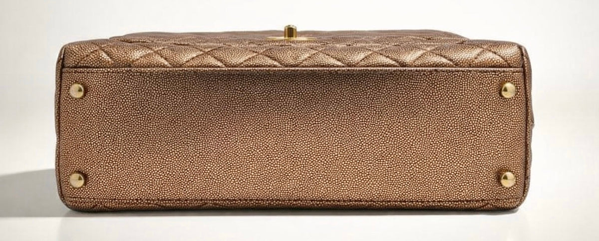 Chanel 19A Small Coco Handle Metallic Rose Gold Copper Caviar Timeless Bag