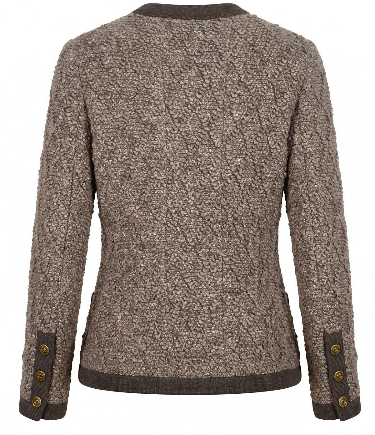 Vintage Chanel 94A Brown Boucle Wool Skirt Suit FR 36