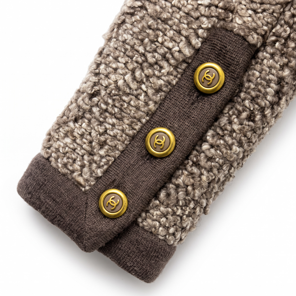 Vintage Chanel 94A Brown Boucle Wool Skirt Suit FR 36